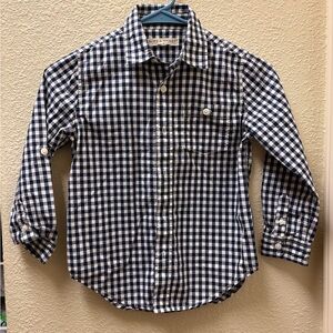 Hope &Henry Kids Navy and White Plaid Long Sleeve Shirt